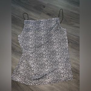 Women’s Size Small White Cheetah Print Straight Neck Tank Top